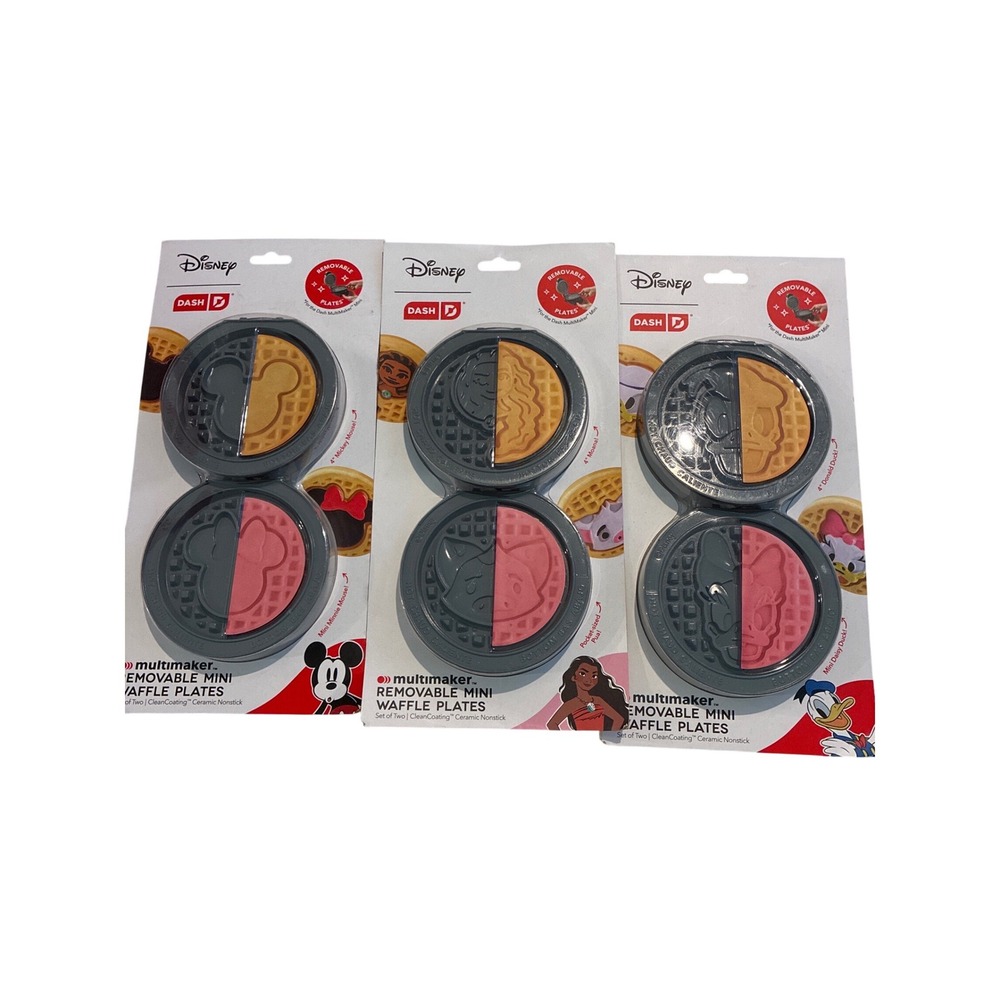 Dash Disney Removable Mini Waffle Plates Set Mickey Moana Donald MultiMaker 3pk